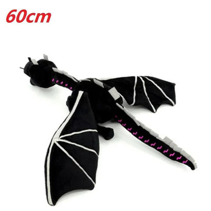 Peluche Minecraft en forme de dragon noir de 60 cm avec des ailes détaillées et des finitions colorées